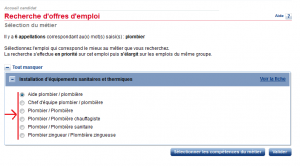 recherche emploi choix appellation